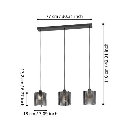 Eglo - Luster na sajli 3xE27/40W/230V