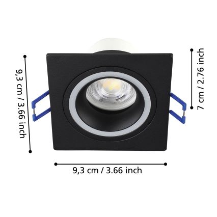 Eglo - LED RGBW Prigušiva ugradbena svjetiljka LED/4,7W/230V crna