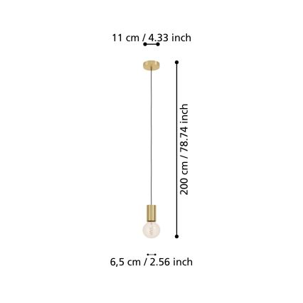 Eglo - Luster na sajli 1xE27/40W/230V zlatna