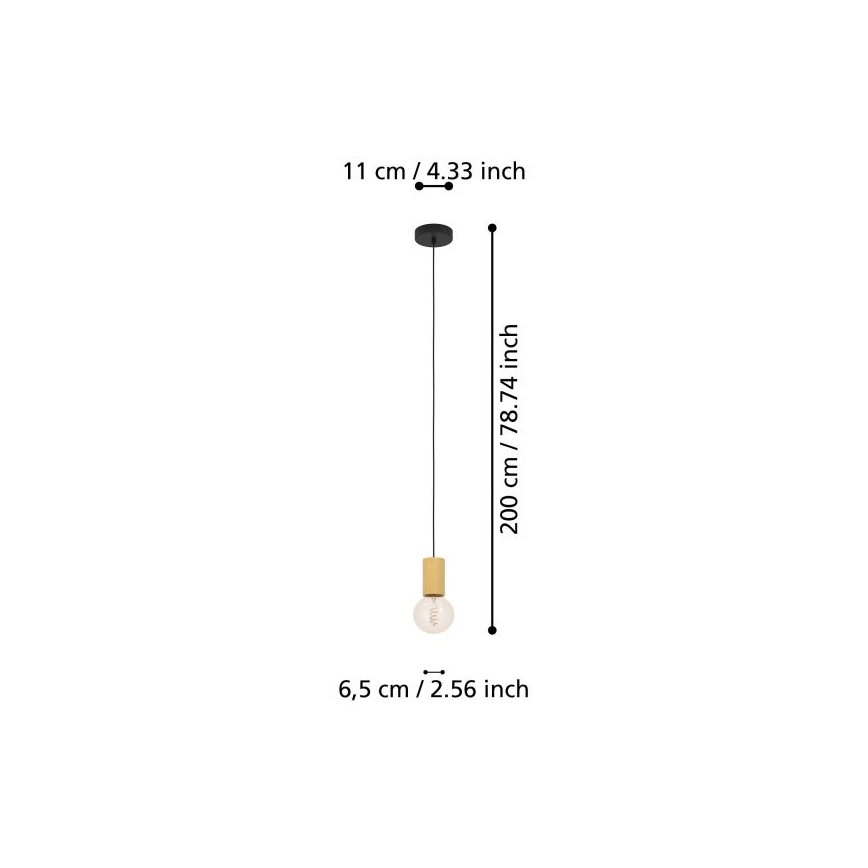Eglo - Luster na sajli 1xE27/40W/230V smeđa