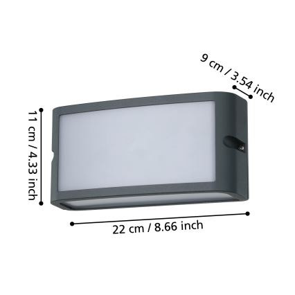 Eglo - LED Vanjska zidna svjetiljka LED/10,5W/230V antracit IP54