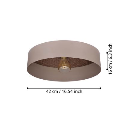 Eglo 900838 - Stropna svjetiljka DUAIA 1xE27/40W/230V smeđa