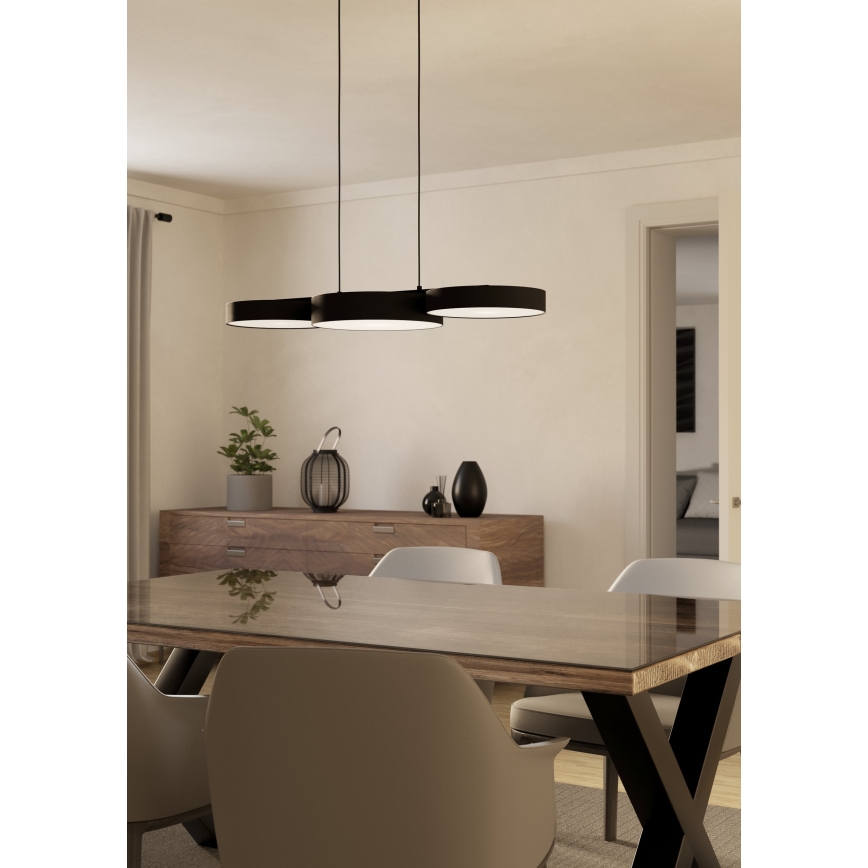 Eglo - LED RGBW Prigušivi luster na sajli 3xLED/7,5W/230V 2700-6500K crna