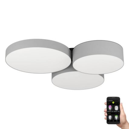 Eglo - LED RGBW Prigušiva stropna svjetiljka 3xLED/7,5W/230V 2700-6500K siva