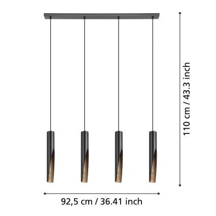 Eglo - LED Luster na sajli 4xGU10/4,5W/230V crna/smeđa