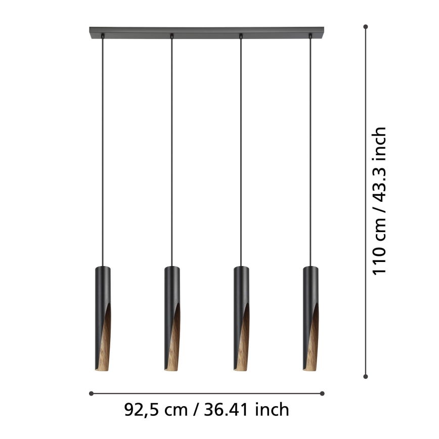 Eglo - LED Luster na sajli 4xGU10/4,5W/230V crna/smeđa
