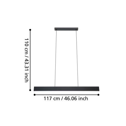 Eglo - LED RGBW Prigušivi luster na sajli LED/38W/230V 2700-6500K crna