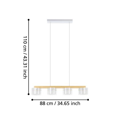 Eglo - LED RGBW Prigušivi luster na sajli 4xLED/3,7W/230V 2700-6500K