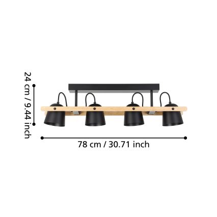 Eglo - LED RGBW stropna lampa s prigušivanjem 4xLED/3,7W/230V 2700-6500K