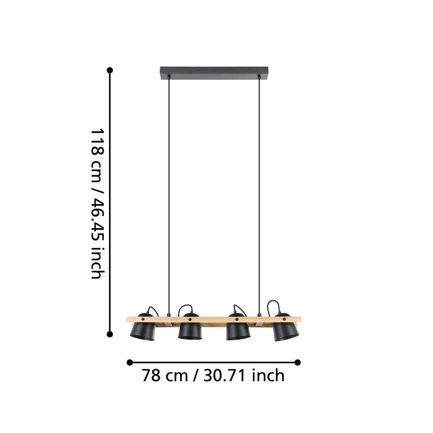 Eglo - LED RGBW dimabilni luster na užetu 4xLED/3,7W/230V 2700-6500K