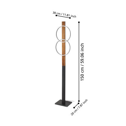 Eglo - LED Podna lampa 2xLED/12W/230V 3000K smeđa/crna