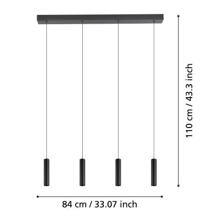 Eglo - LED Prigušivi luster na sajli 4xLED/5,4W/230V