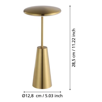 Eglo - LED Prigušiva dodirna vanjska lampa LED/2,8W/5V 2400K/3000K/4000K 5200 mAh IP54 zlatna