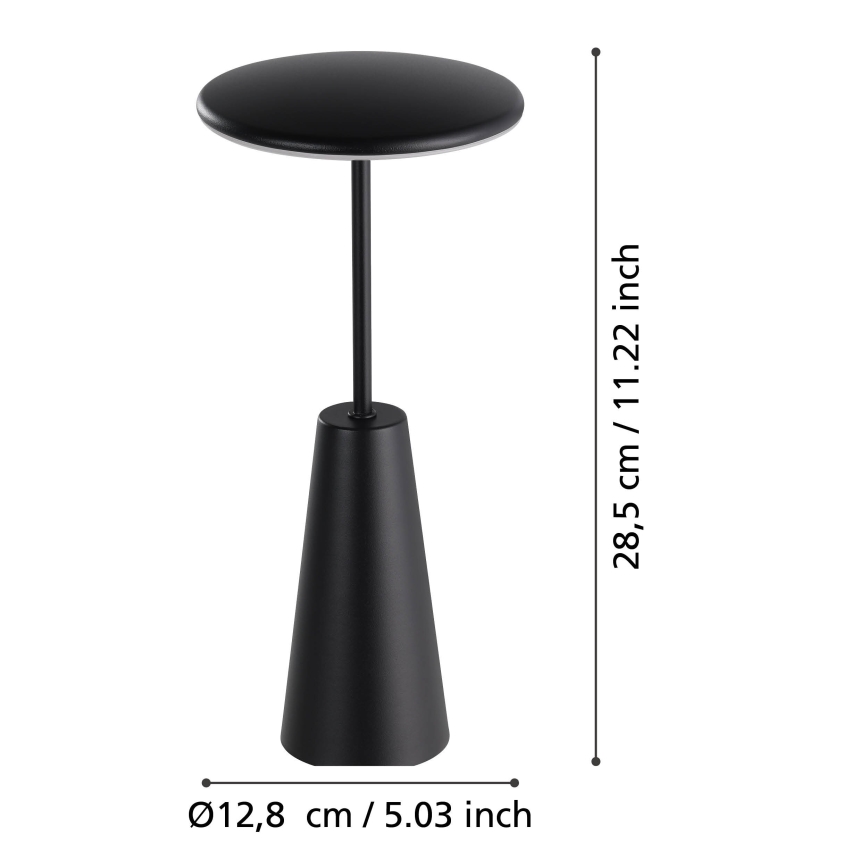 Eglo - LED Prigušiva dodirna vanjska lampa LED/2,8W/5V 2400K/3000K/4000K 5200 mAh IP54 crna