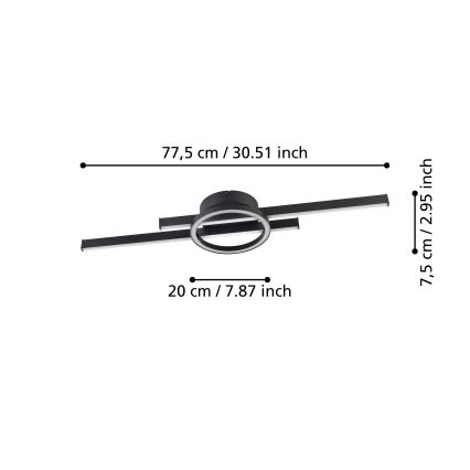 Eglo - LED RGBW stropna svjetiljka s prigušivanjem LED/23,5W/230V 2700-6500K crna + daljinski upravljač