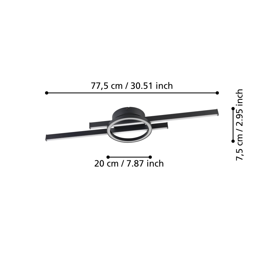 Eglo - LED RGBW stropna svjetiljka s prigušivanjem LED/23,5W/230V 2700-6500K crna + daljinski upravljač