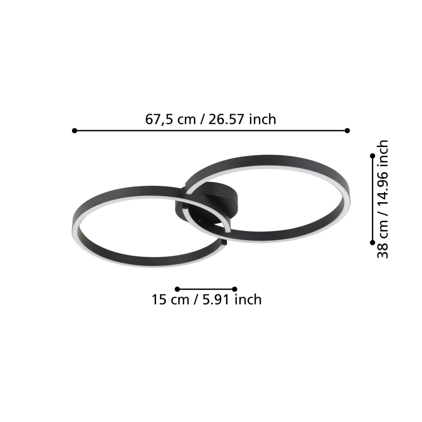 Eglo 900955 - LED RGBW stropna svjetiljka s prigušivanjem LED/19,5W/230V 2700-6500K crna + daljinski upravljač