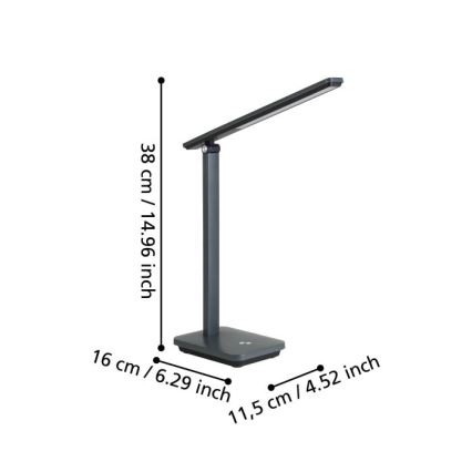 Eglo - LED Prigušiva punjiva stolna lampa LED/3,6W/5V 1800mAh siva