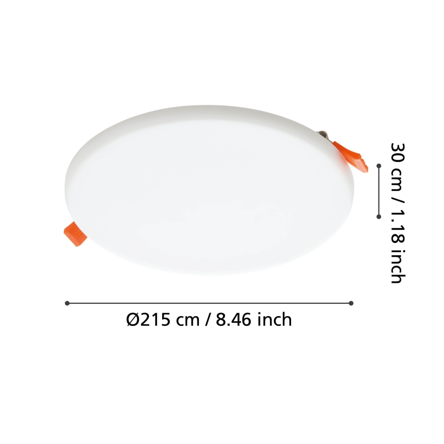 Eglo - LED Ugradbena svjetiljka za kupaonicu LED/18W/230V pr. 21,5 cm IP65