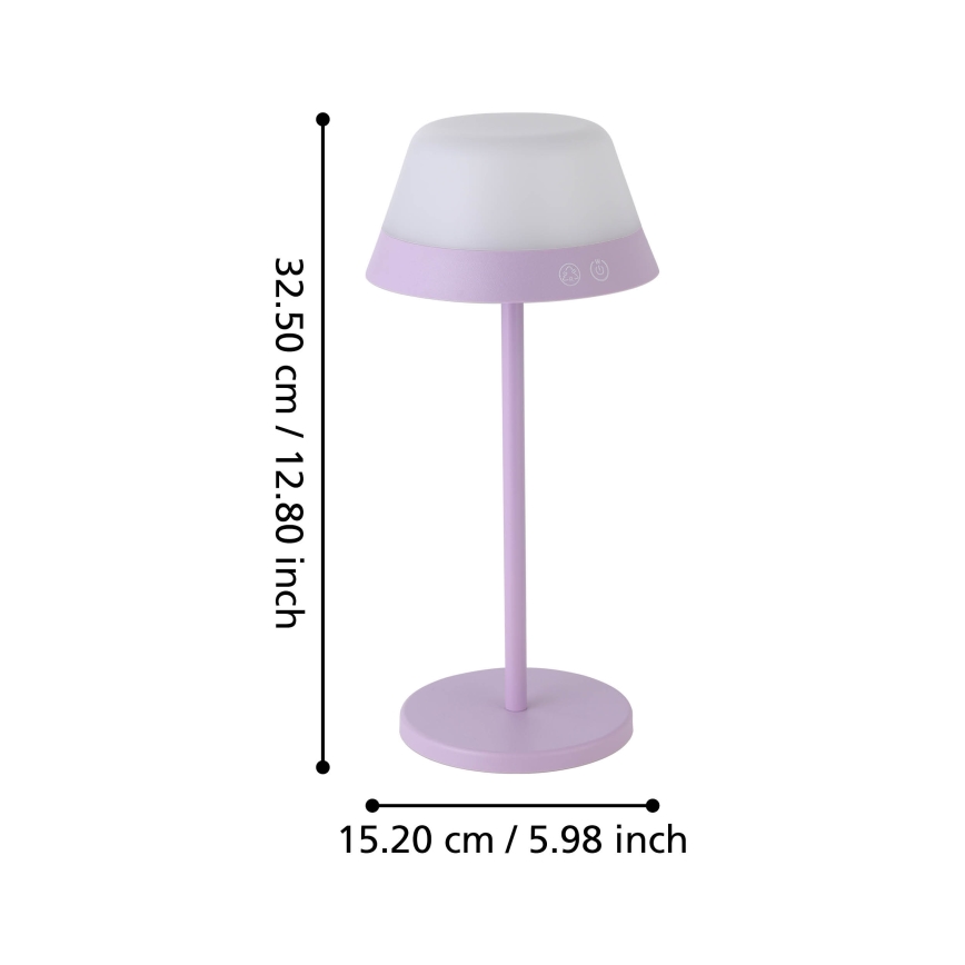 Eglo - LED RGBW Prigušiva dodirna vanjska lampa 2u1 LED/1,5W/5V 2600 mAh IP54 ljubičasta