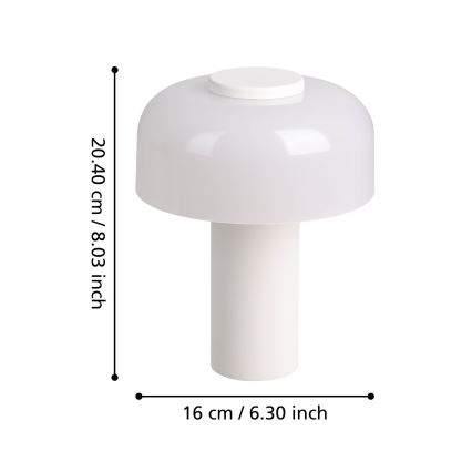 Eglo - LED vanjska lampa s dodirnim prigušivačem LED/2,25W/5V 2400-4000K 5200 mAh IP44 bijela