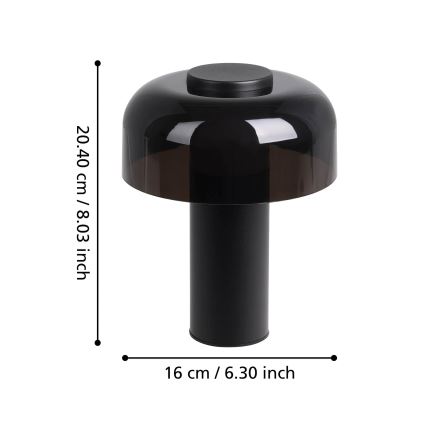 Eglo - LED Prigušiva dodirna vanjska lampa LED/2,25W/5V 2400-4000K 5200 mAh IP44 crna