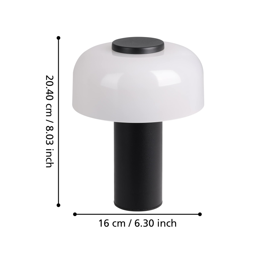 Eglo - LED Prigušiva dodirna vanjska lampa LED/2,25W/5V 2400-4000K 5200 mAh IP44 crna/bijela