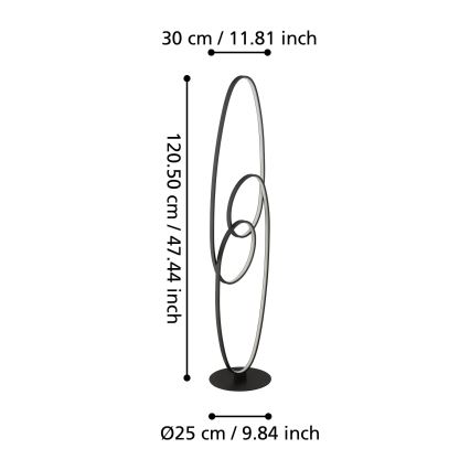 Eglo - LED Podna lampa LED/38W/230V 3000K crna
