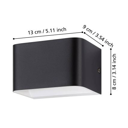 Eglo - LED Zidna svjetiljka LED/6W/230V 3000K crna