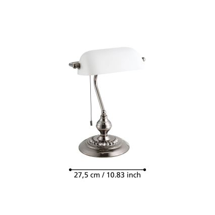Eglo - Stolna lampa 1xE27/60W/230V bijela/sjajni krom