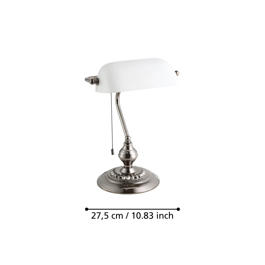 Eglo - Stolna lampa 1xE27/60W/230V bijela/sjajni krom