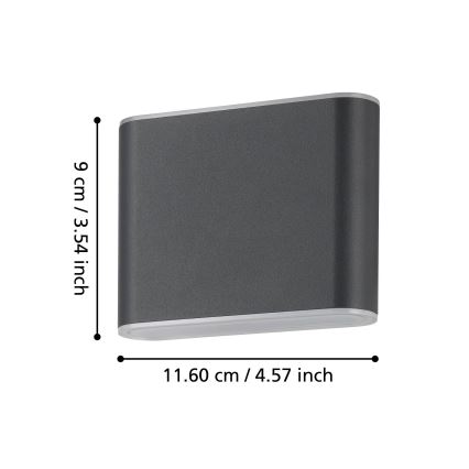 Eglo - LED Vanjska zidna svjetiljka 2xLED/2,9W/230V 3000K/4000K/6500K IP65