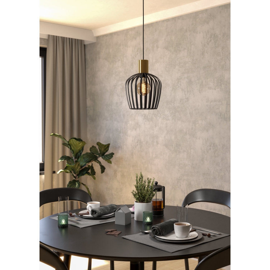 Eglo - Luster na sajli 1xE27/40W/230V crna/zlatna