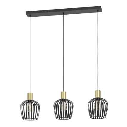 Eglo - Luster na sajli 3xE27/40W/230V crna/zlatna
