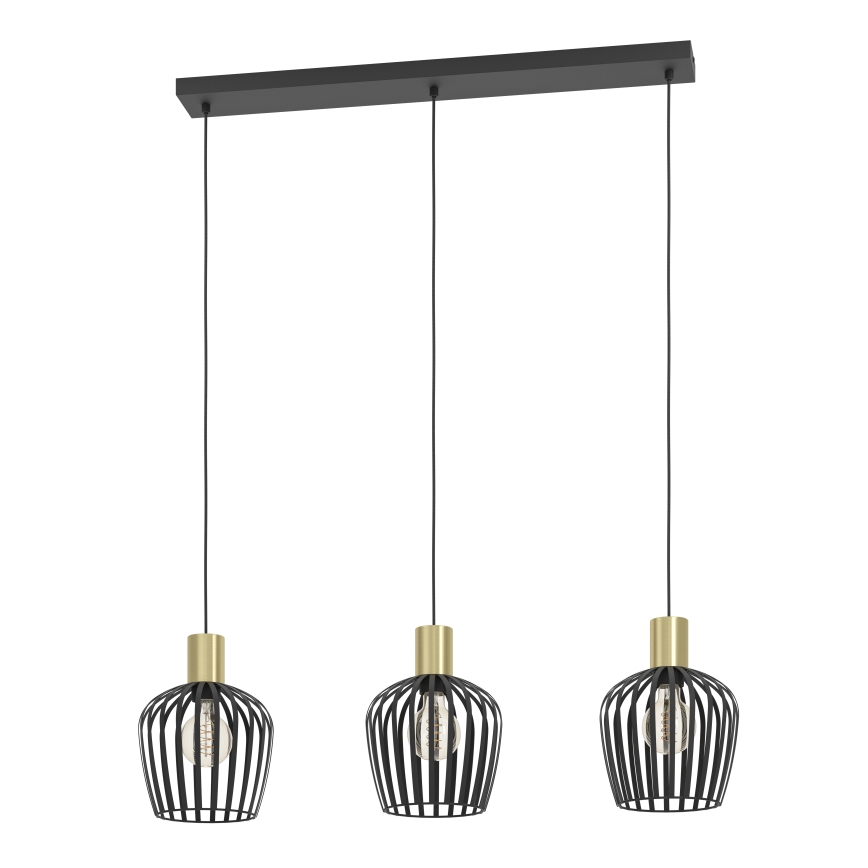 Eglo - Luster na sajli 3xE27/40W/230V crna/zlatna