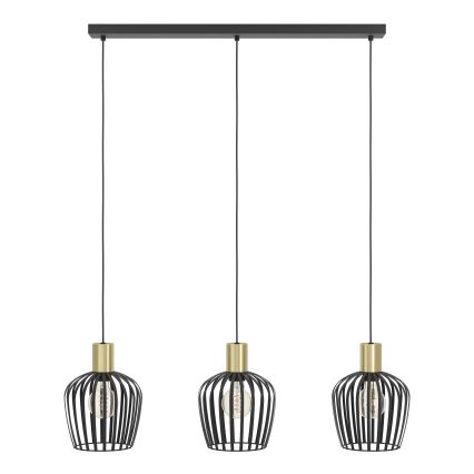 Eglo - Luster na sajli 3xE27/40W/230V crna/zlatna
