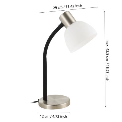 Eglo - Stolna lampa 1xE14/25W/230V crna/matni krom