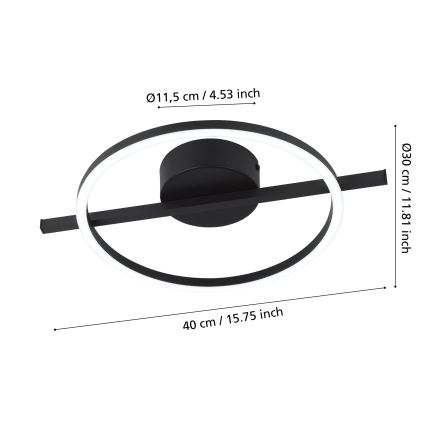 Eglo - LED RGBW Prigušiva stropna svjetiljka LED/17W/230V 2700-6500K crna + daljinski upravljač