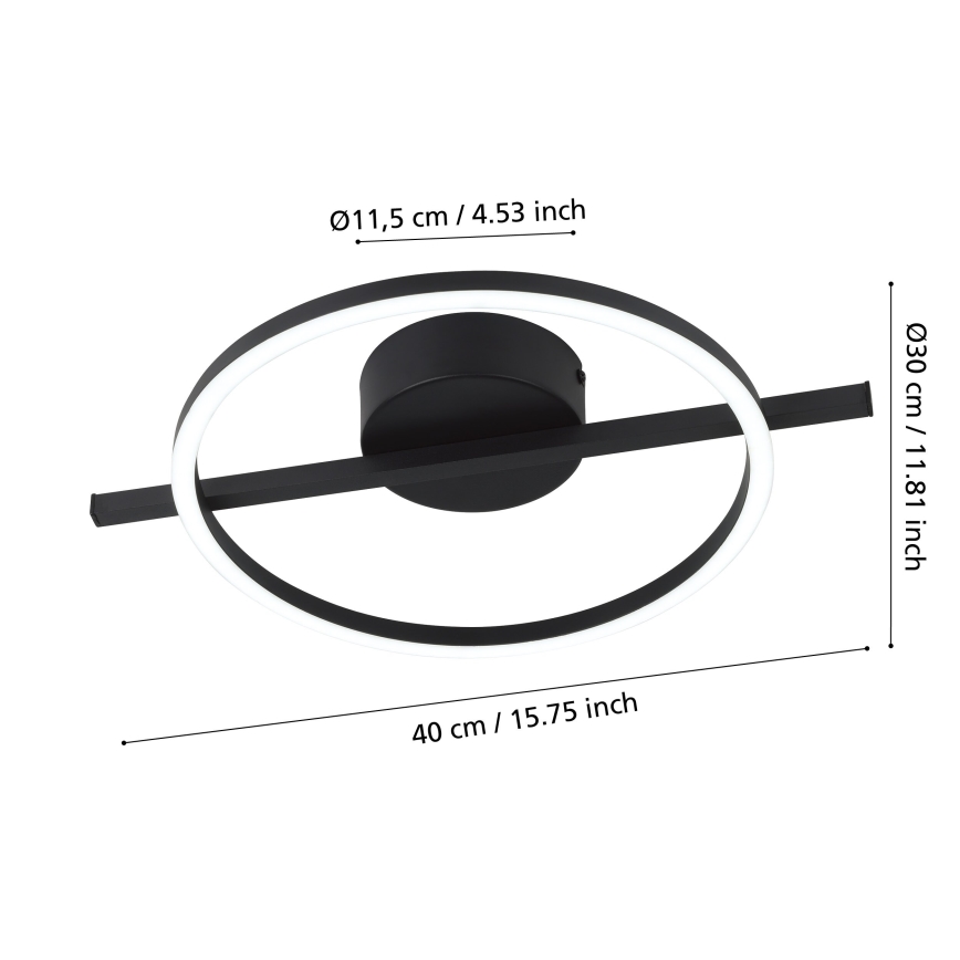 Eglo - LED RGBW Prigušiva stropna svjetiljka LED/17W/230V 2700-6500K crna + daljinski upravljač