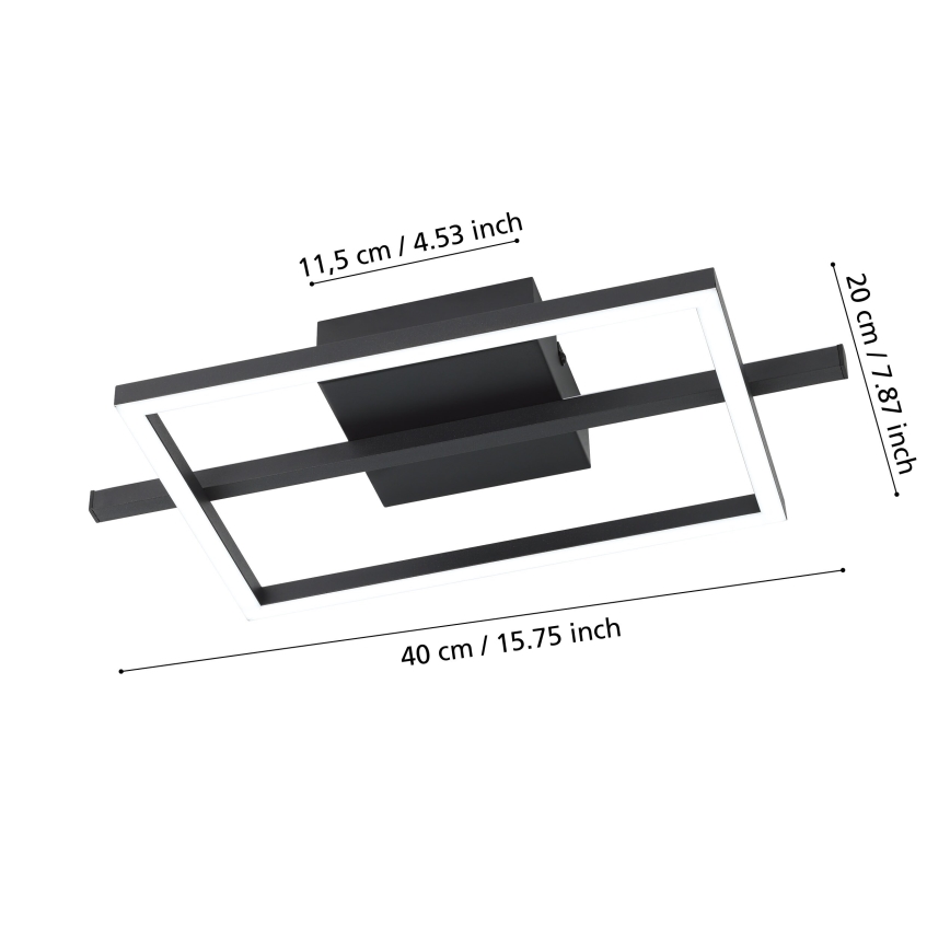 Eglo - LED RGBW Prigušiva stropna svjetiljka LED/17W/230V 2700-6500K crna + daljinski upravljač