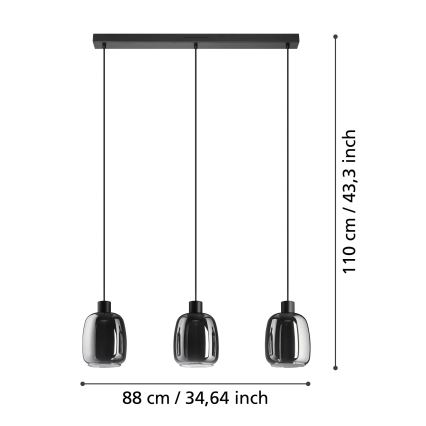 Eglo - LED RGBW Prigušivi luster na sajli 3xLED/3,7W/230V 2700-6500K siva