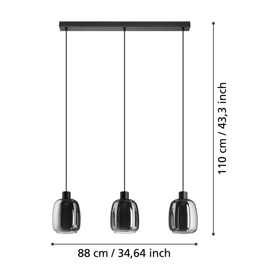 Eglo - LED RGBW Prigušivi luster na sajli 3xLED/3,7W/230V 2700-6500K siva