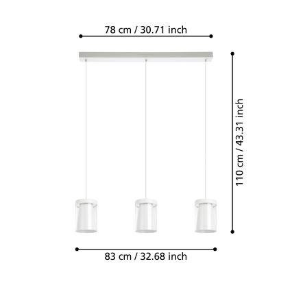 Eglo - LED RGBW prigušivački luster na užetu 3xLED/3,7W/230V 2700-6500K bijela ZigBee