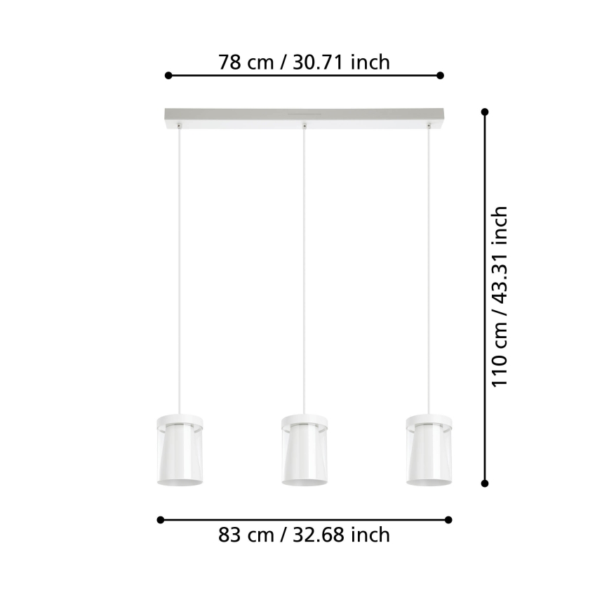 Eglo - LED RGBW Prigušivi luster na sajli 3xLED/3,7W/230V 2700-6500K bijela ZigBee