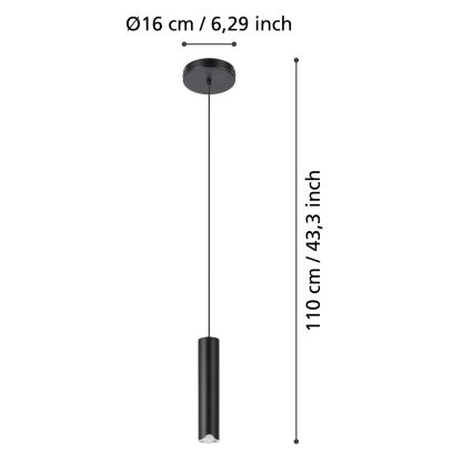 Eglo - LED RGBW Prigušivi luster na sajli LED/3,7W/230V 2700-6500K crna