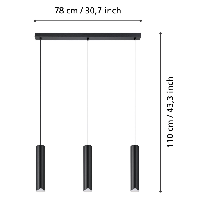 Eglo - LED RGBW Prigušivi luster na sajli 3xLED/3,7W/230V 2700-6500K crna