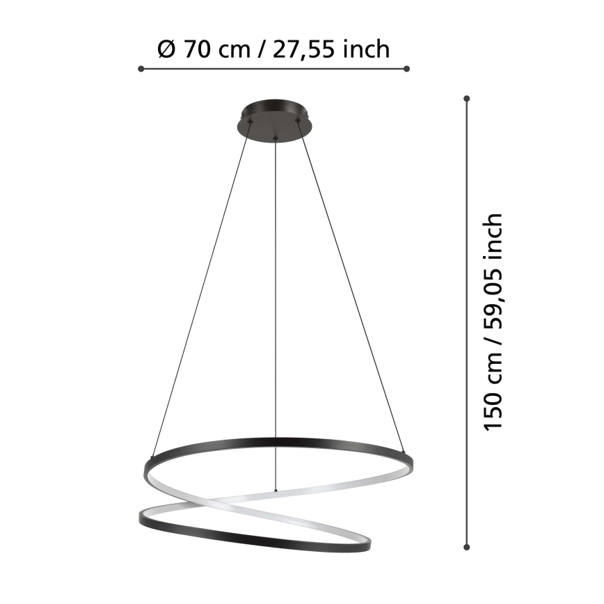 Eglo - LED Luster na sajli LED/42W/230V 3000K crna