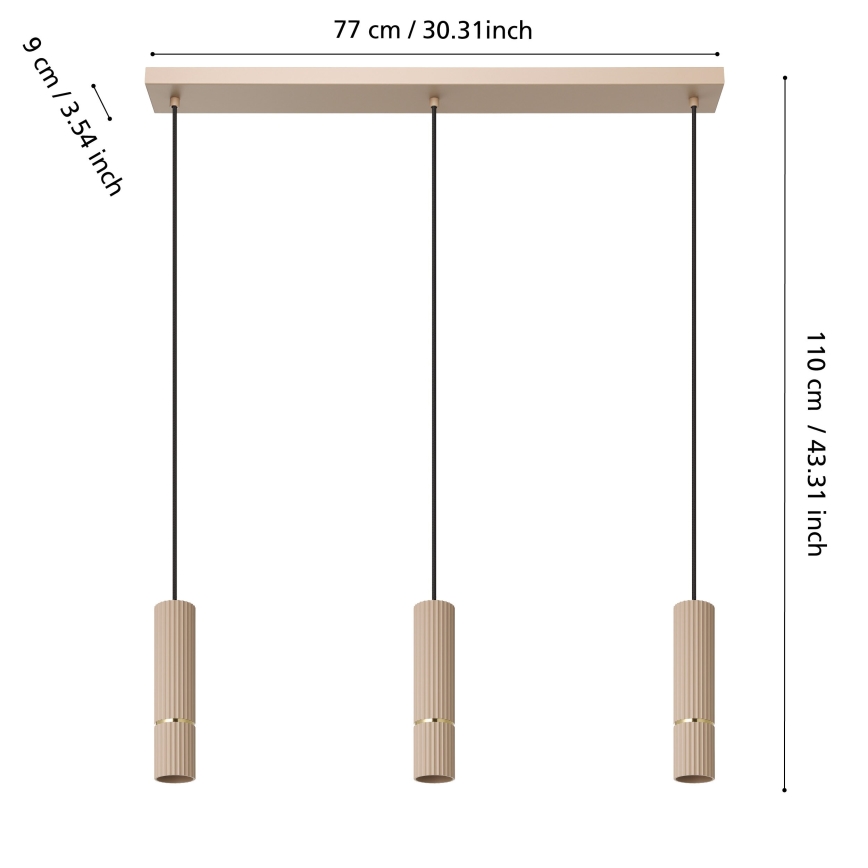 Eglo - LED Luster na sajli 3xGU10/5W/230V 3000K bež
