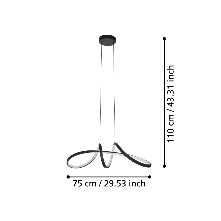 Eglo - LED RGBW Prigušivi luster na sajli LED/22W/230V 2700-6500K crna