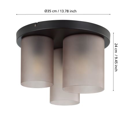 Eglo - Stropna svjetiljka 3xE27/40W/230V siva